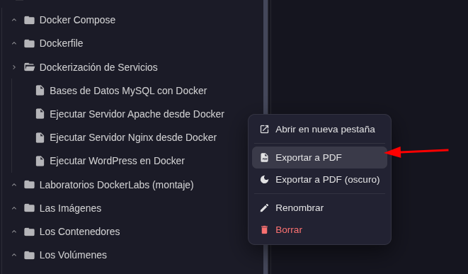 Exportar una nota a PDF